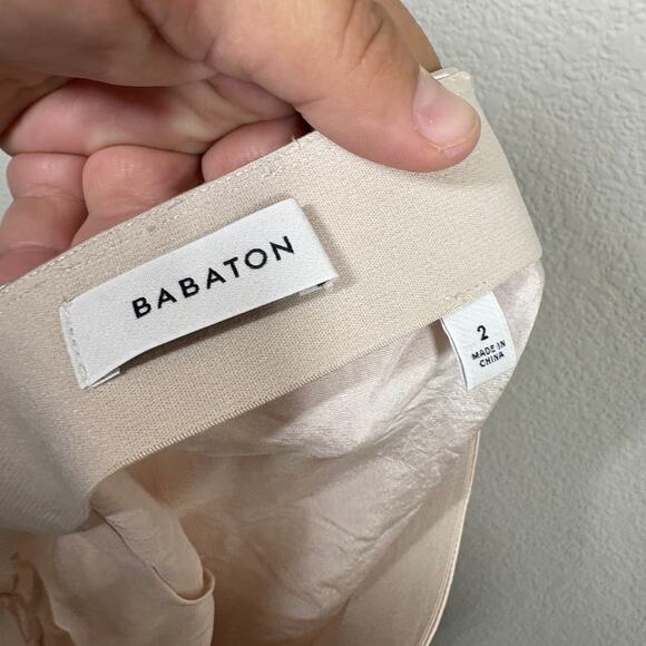 Babaton Aritzia Size 2 Satin Slip Midi A Line Skirt Denude Tan Pink - Picture 8 of 10